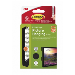 3M Command™ Extra Large Picture Hanging Strips 9kg, 4 Pairs (8 Strips) - Black 3M Command™ Extra Large Picture Hanging Strips 9kg, 4 Pairs (8 Strips) - Black